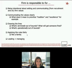 Kristen Corpion presents at Legal Up 2022