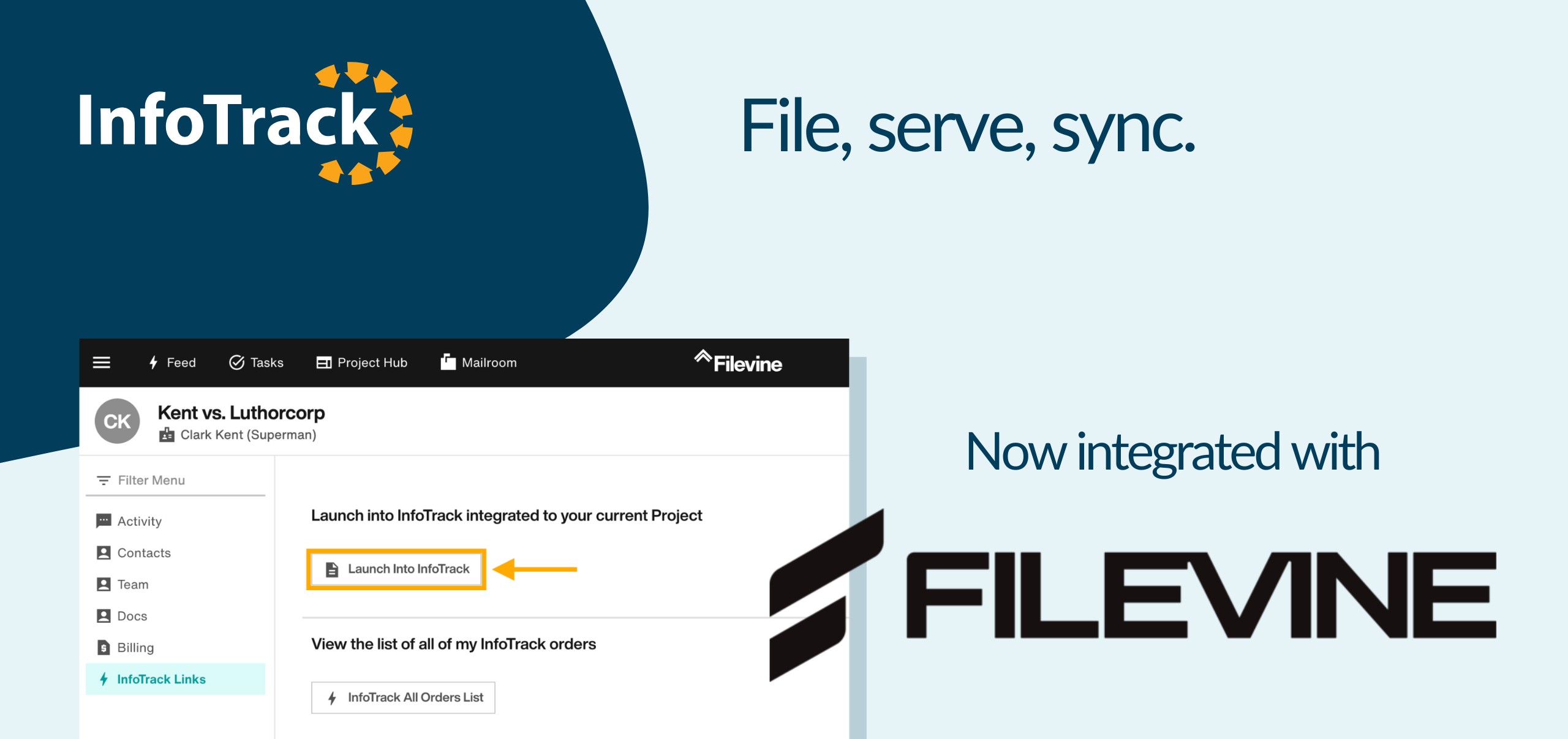 Neostella Filevine Filevine eFiling and process serving integration - InfoTrack