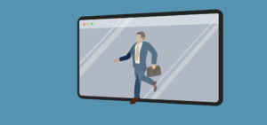 Image of attorney walking out of a screen representing a tech detox