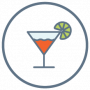 An icon of a long-stemmed drink glass with a slice of fruit on the rim