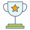 An icon of a trophy with a star on it